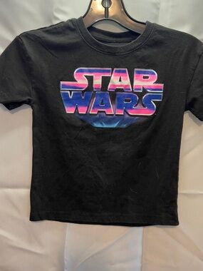 Star Wars Black Tee with Pink and Blue Gradient Logo